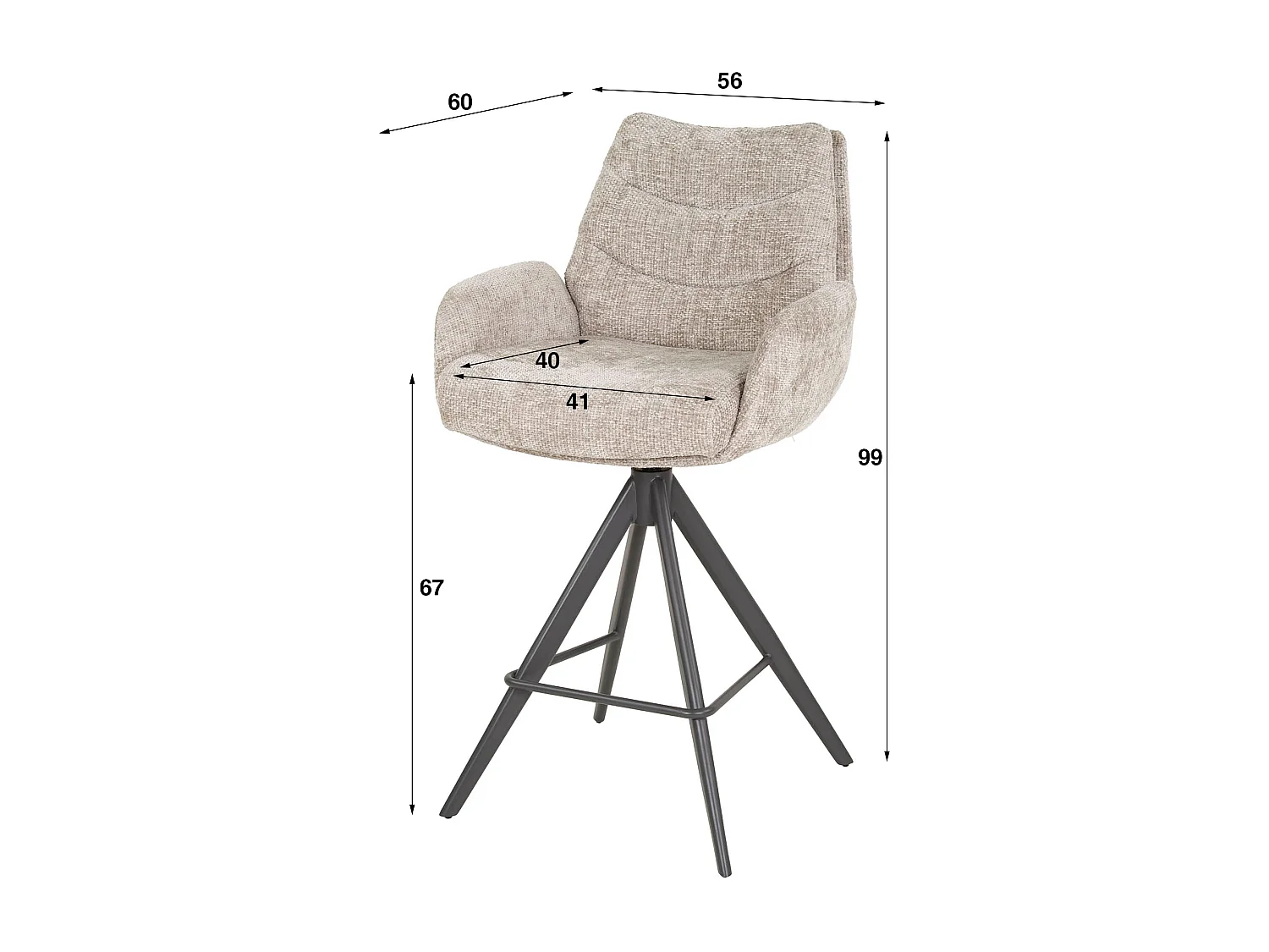 Tabouret de bar Lounge - Couleur sable riche - Lot de 2