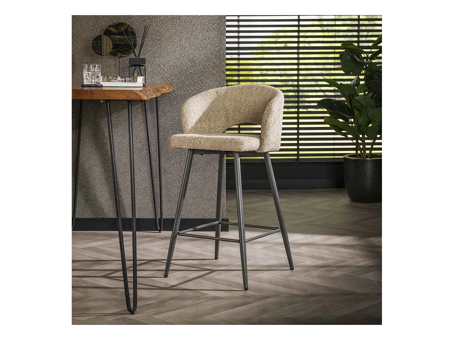 Tabouret de bar Boucle Salon - 2 Pièces - Boucle Couleur Sable