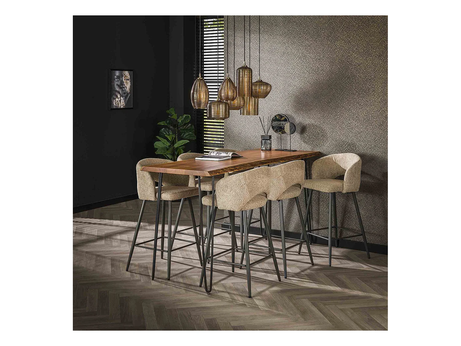 Tabouret de bar Boucle Salon - 2 Pièces - Boucle Couleur Sable