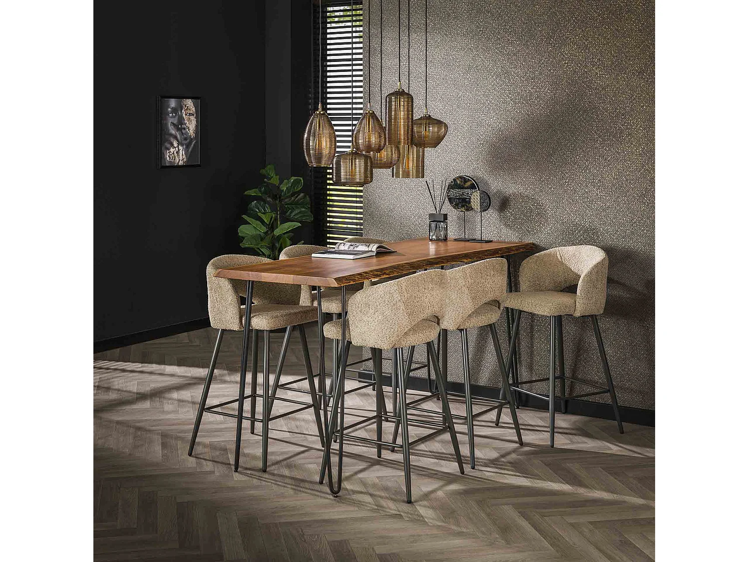 Tabouret de bar Boucle Salon - 2 Pièces - Boucle Couleur Sable