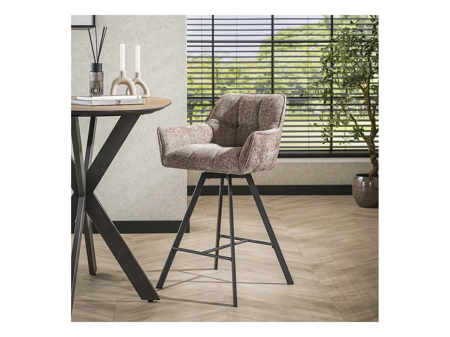 Tabouret de bar pivotant Raster - 2 pièces - Champagne riche