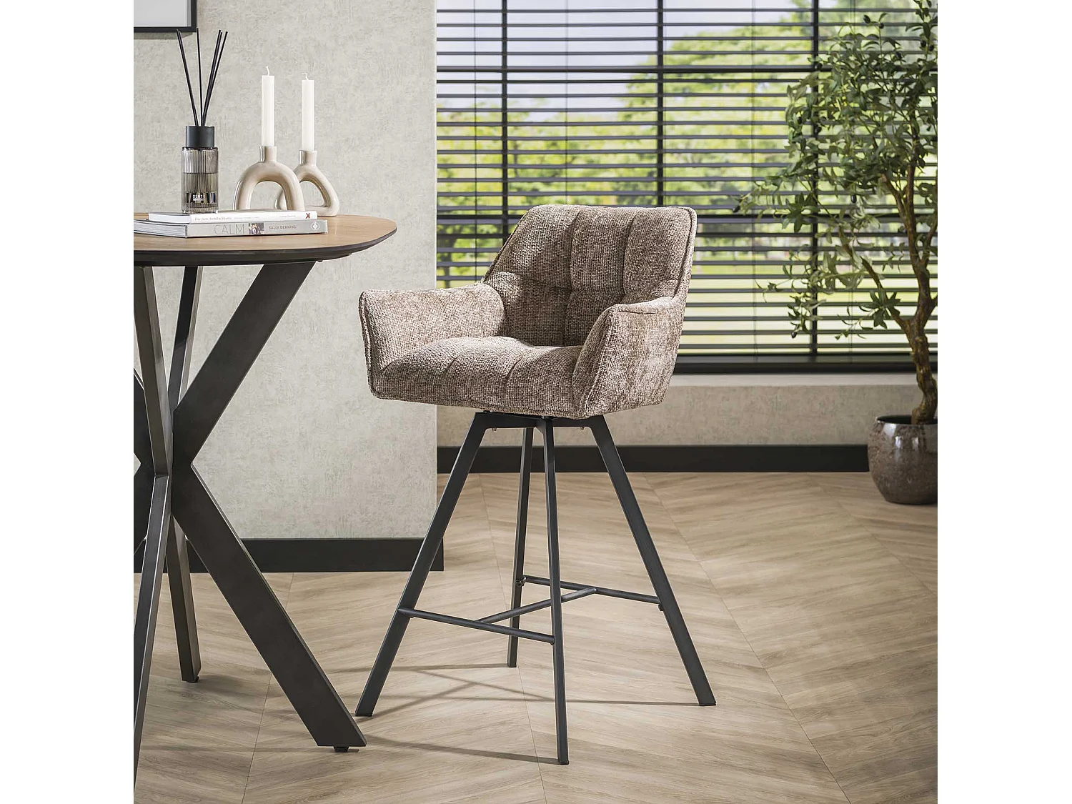 Tabouret de bar pivotant Raster - 2 pièces - Champagne riche