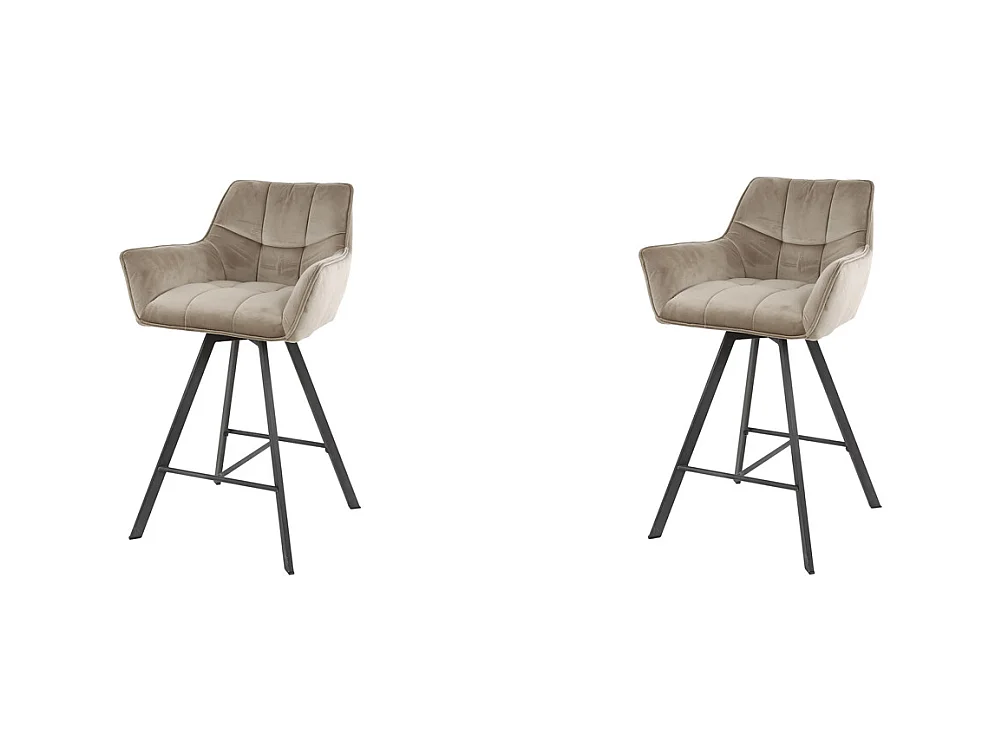 Tabouret de bar pivotant en velours champagne - 2 pièces