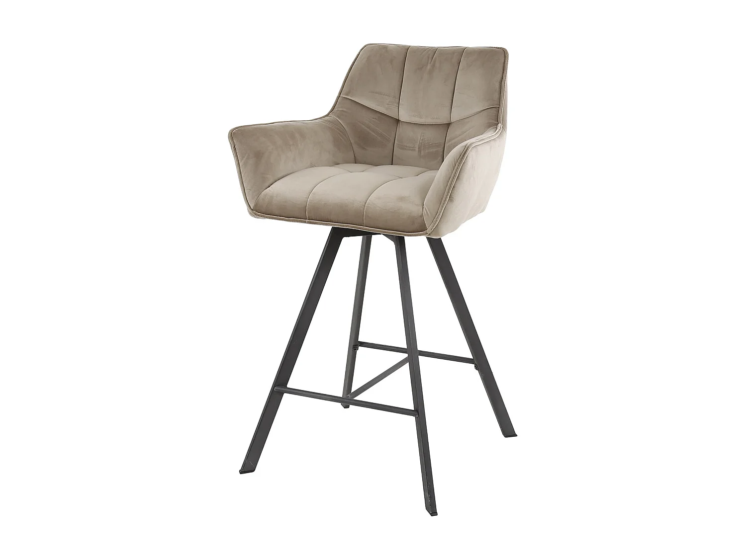 Tabouret de bar pivotant en velours champagne - 2 pièces