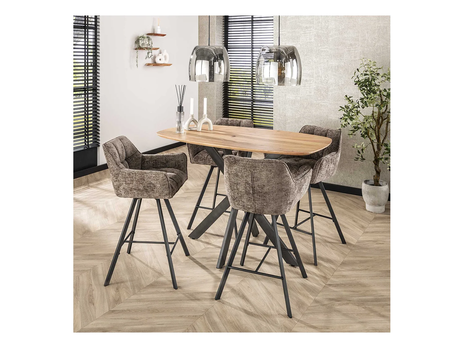 Tabouret de bar pivotant Raster - 2 pièces - Taupe riche