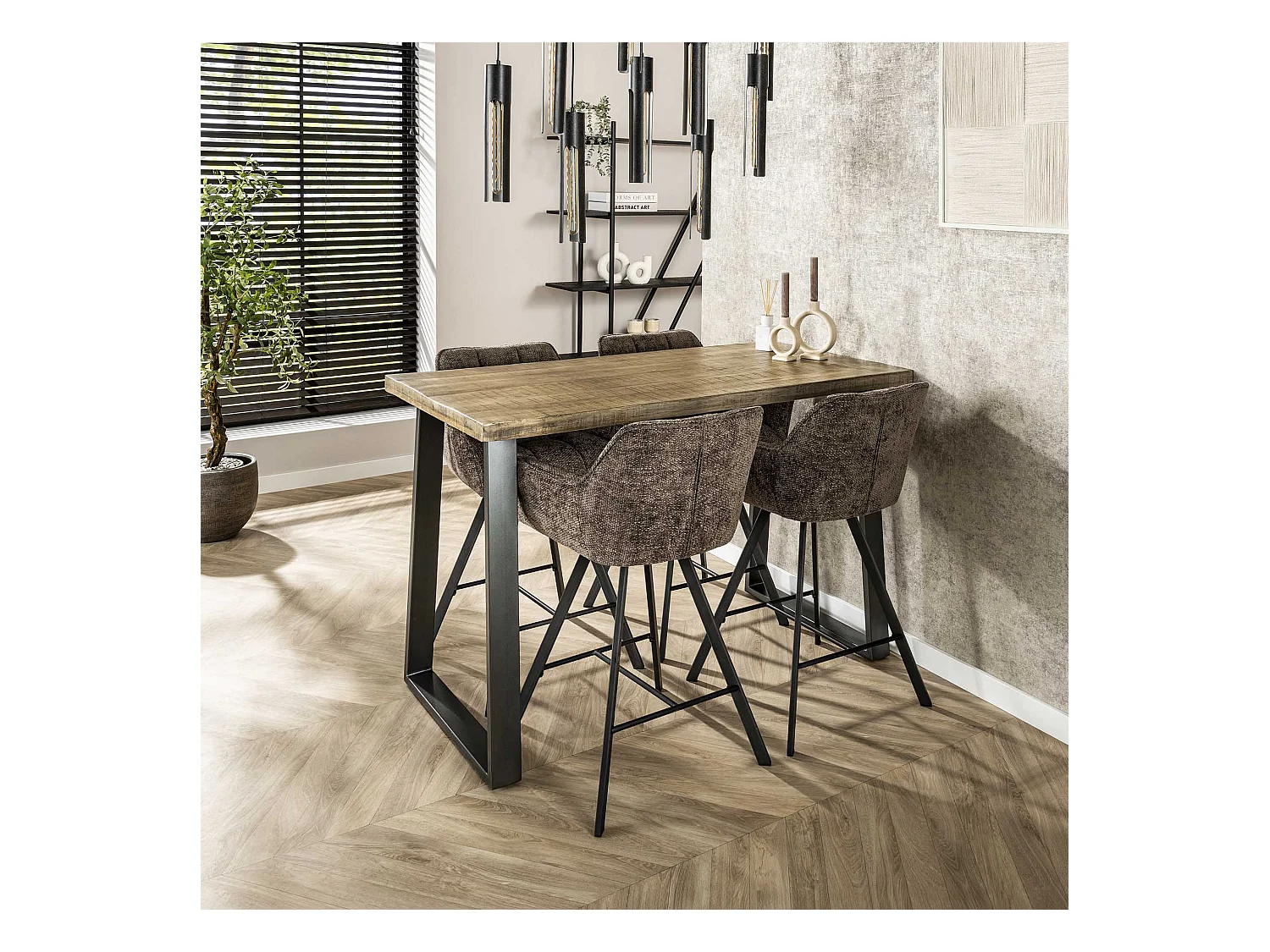 Tabouret de bar pivotant Raster - 2 pièces - Taupe riche