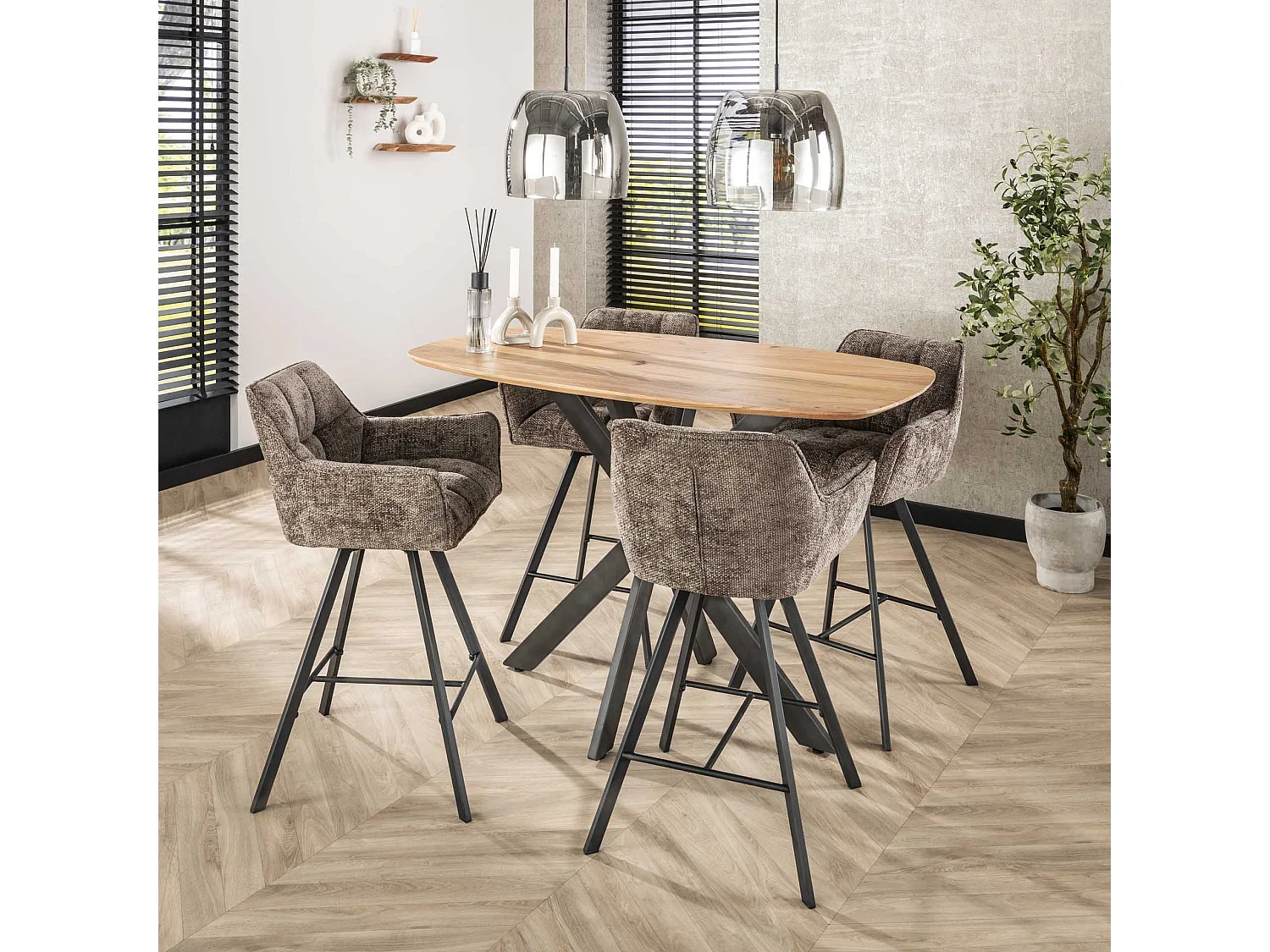 Tabouret de bar pivotant Raster - 2 pièces - Taupe riche