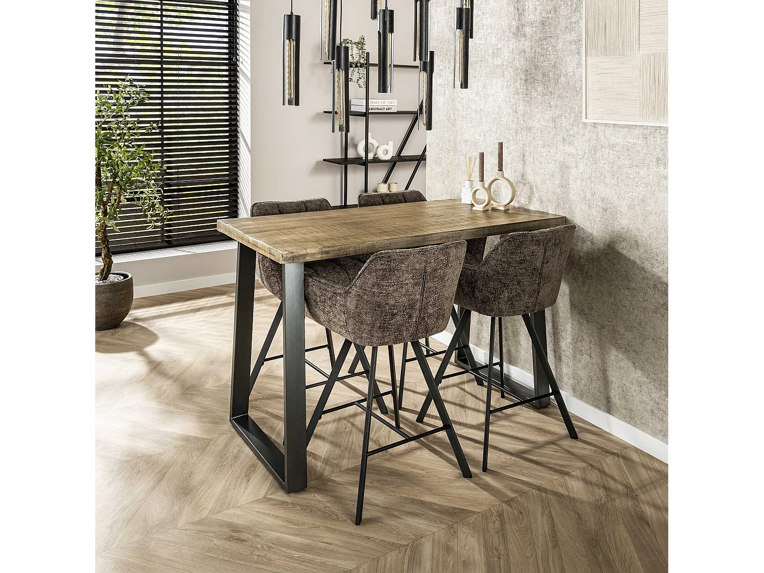 Tabouret de bar pivotant Raster - 2 pièces - Taupe riche