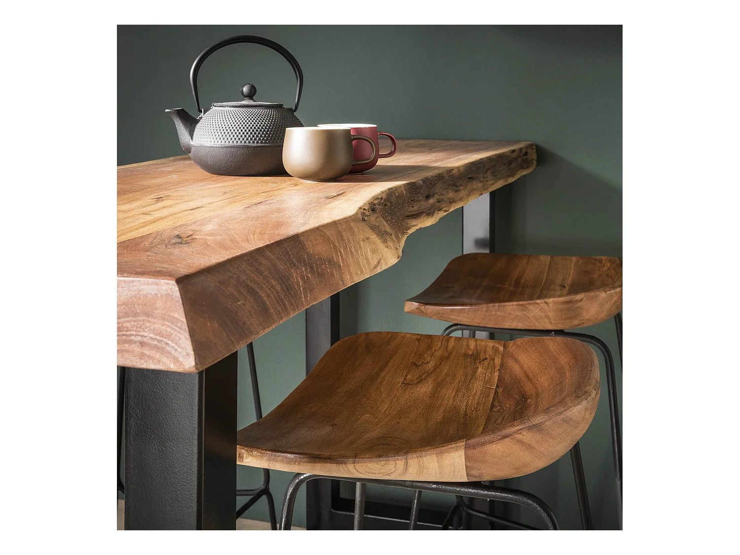 Tabouret de bar en bois - Ergo - 4 pièces - Marron