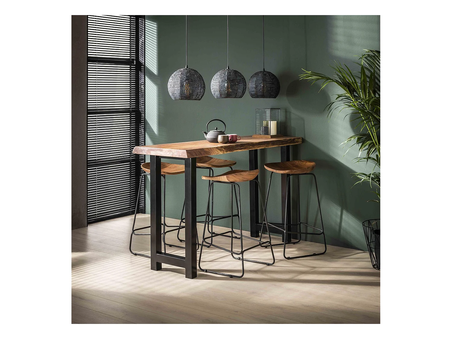 Tabouret de bar en bois - Ergo - 4 pièces - Marron