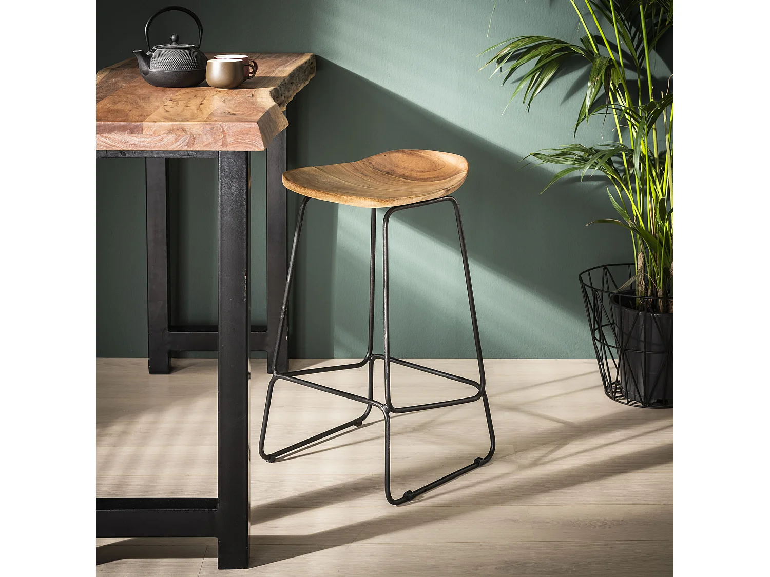 Tabouret de bar en bois - Ergo - 4 pièces - Marron