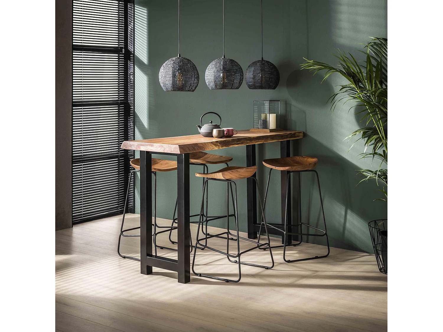 Tabouret de bar en bois - Ergo - 4 pièces - Marron