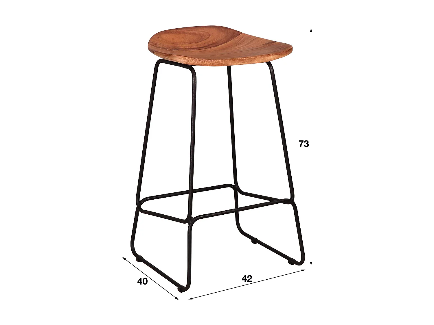 Tabouret de bar en bois - Ergo - 4 pièces - Marron