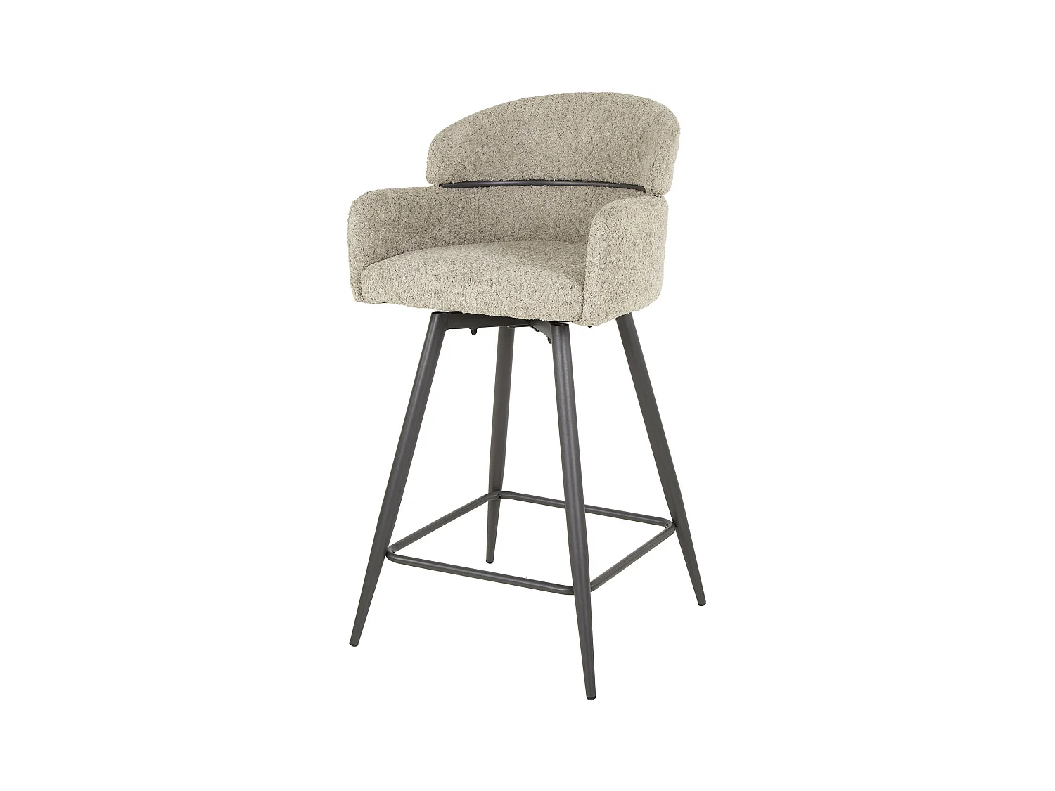 Tabouret de bar pivotant Boucle, dossier rond, 2 pièces - Boucle couleur sable