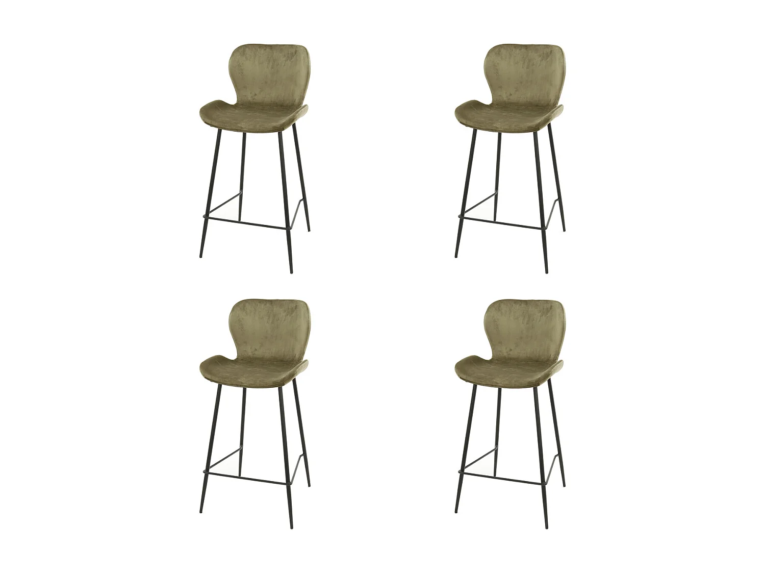 Tabouret de bar Velours - Champagne - 4 pièces