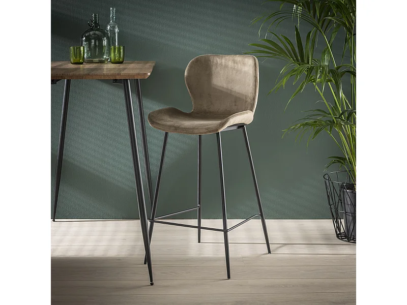 Tabouret de bar Velours - Champagne - 4 pièces