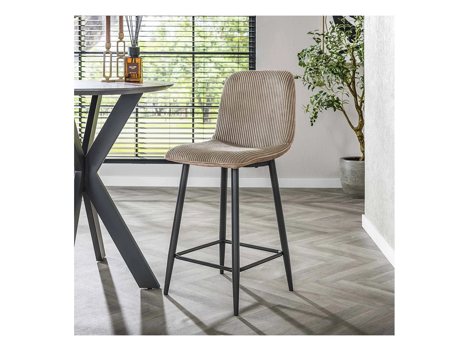 Tabouret de bar Rib - Couleur Sable Roche - Lot de 2