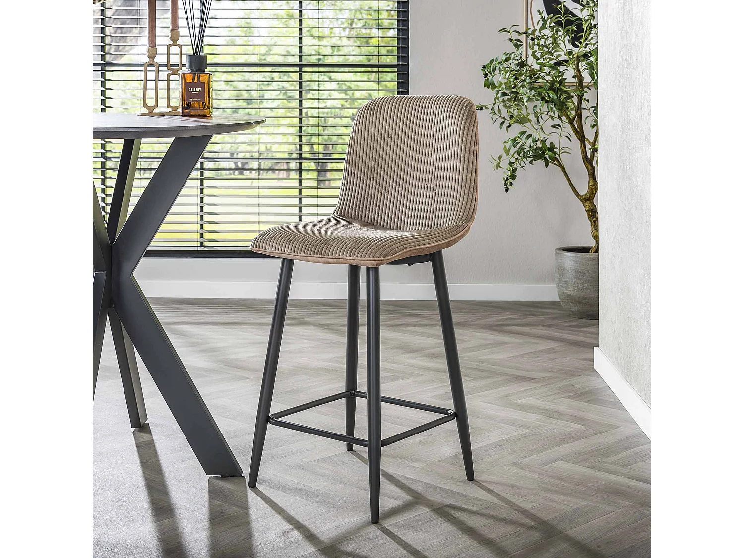 Tabouret de bar Rib - Couleur Sable Roche - Lot de 2