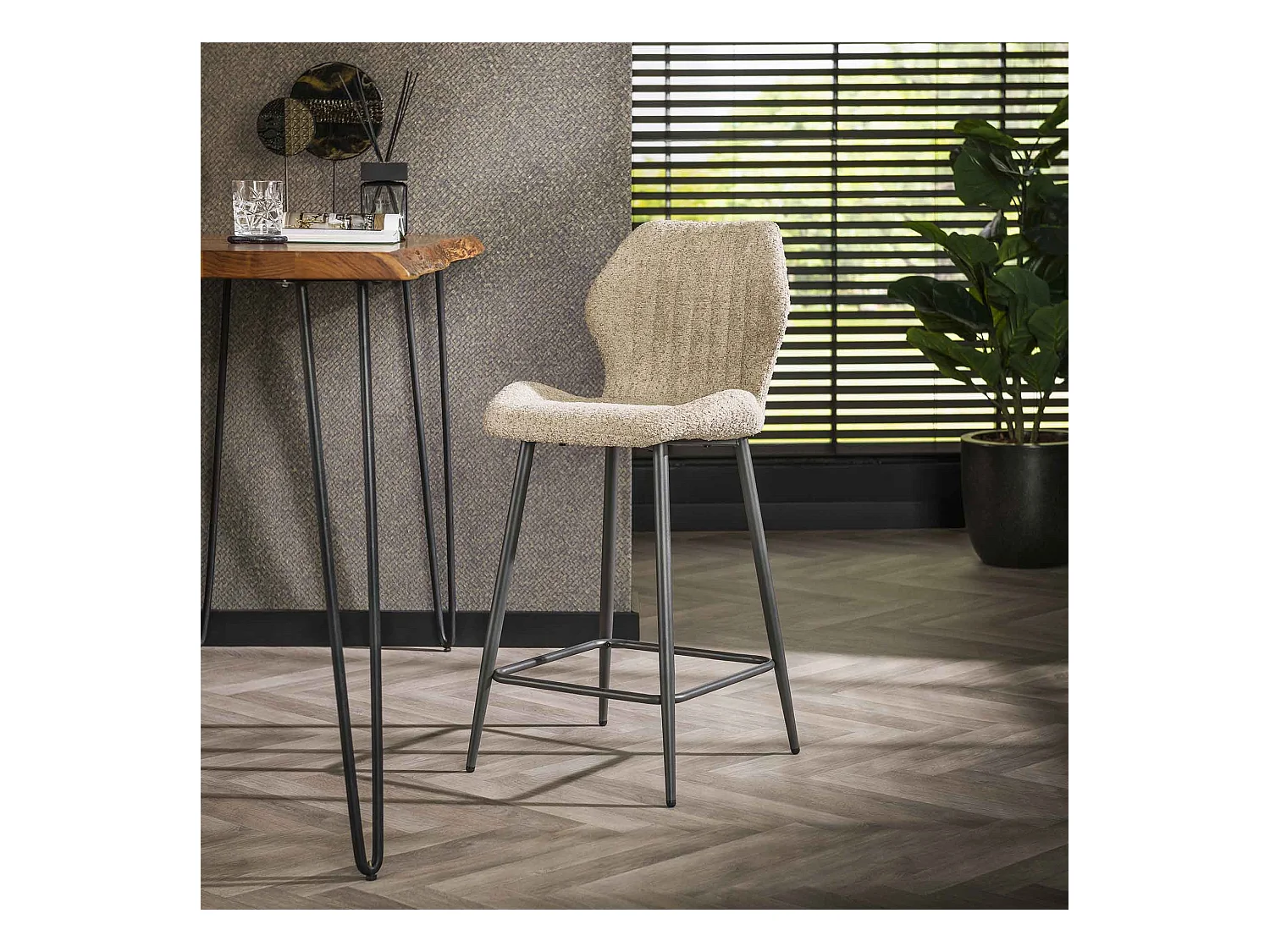 Tabouret de bar Boucle avec support lombaire - 2 pièces - Couleur Boucle Sable