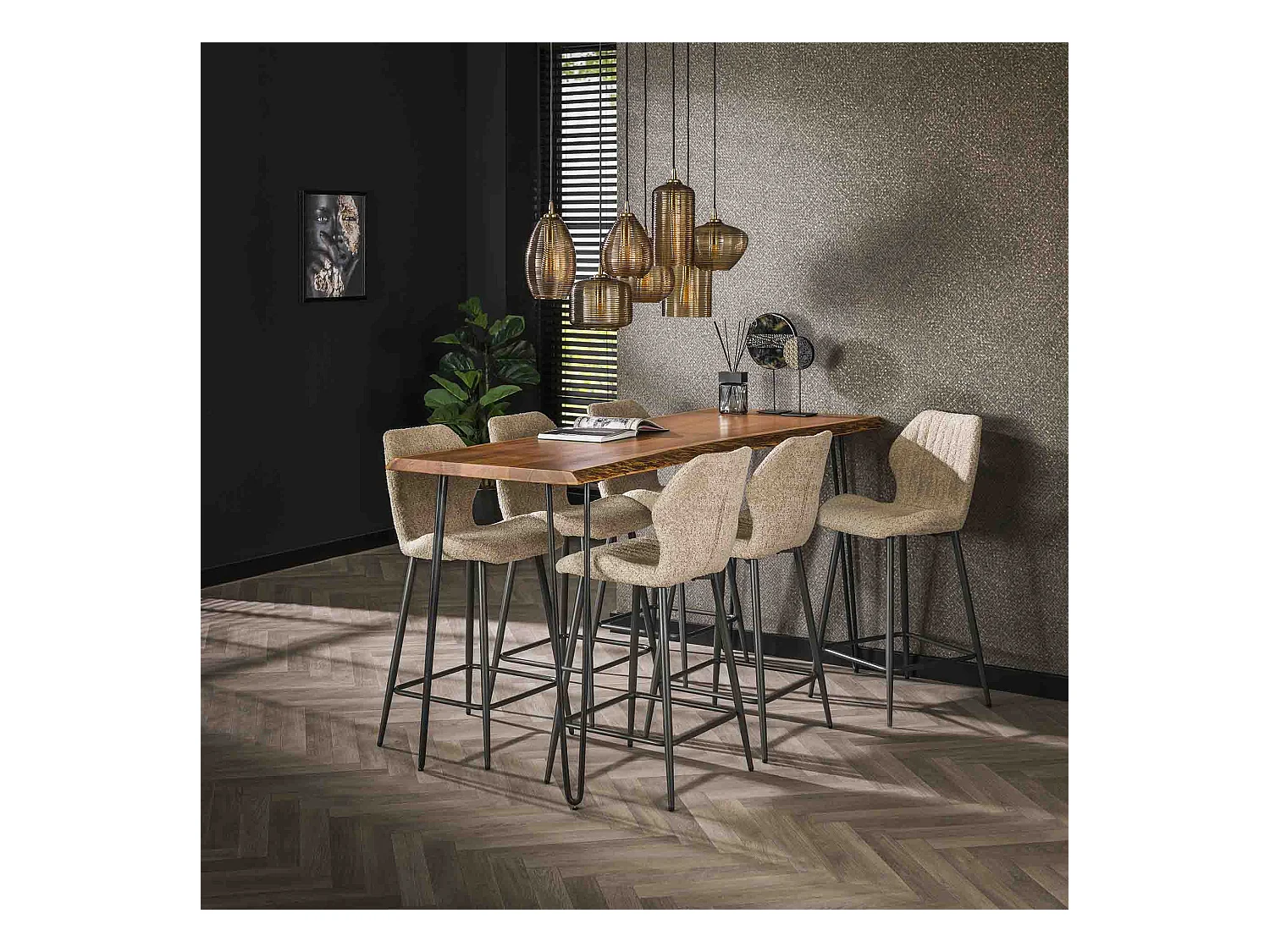 Tabouret de bar Boucle avec support lombaire - 2 pièces - Couleur Boucle Sable