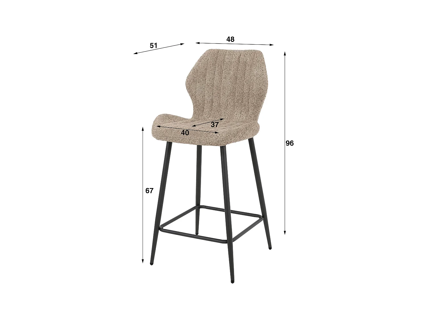 Tabouret de bar Boucle avec support lombaire - 2 pièces - Couleur Boucle Sable