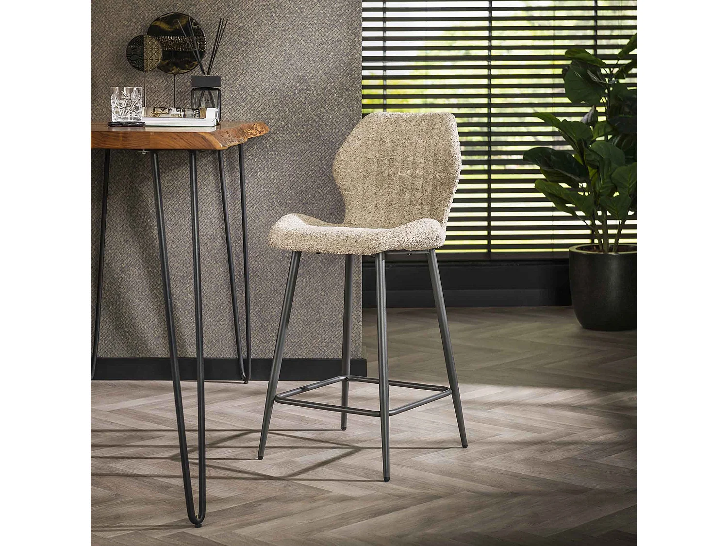 Tabouret de bar Boucle avec support lombaire - 2 pièces - Couleur Boucle Sable