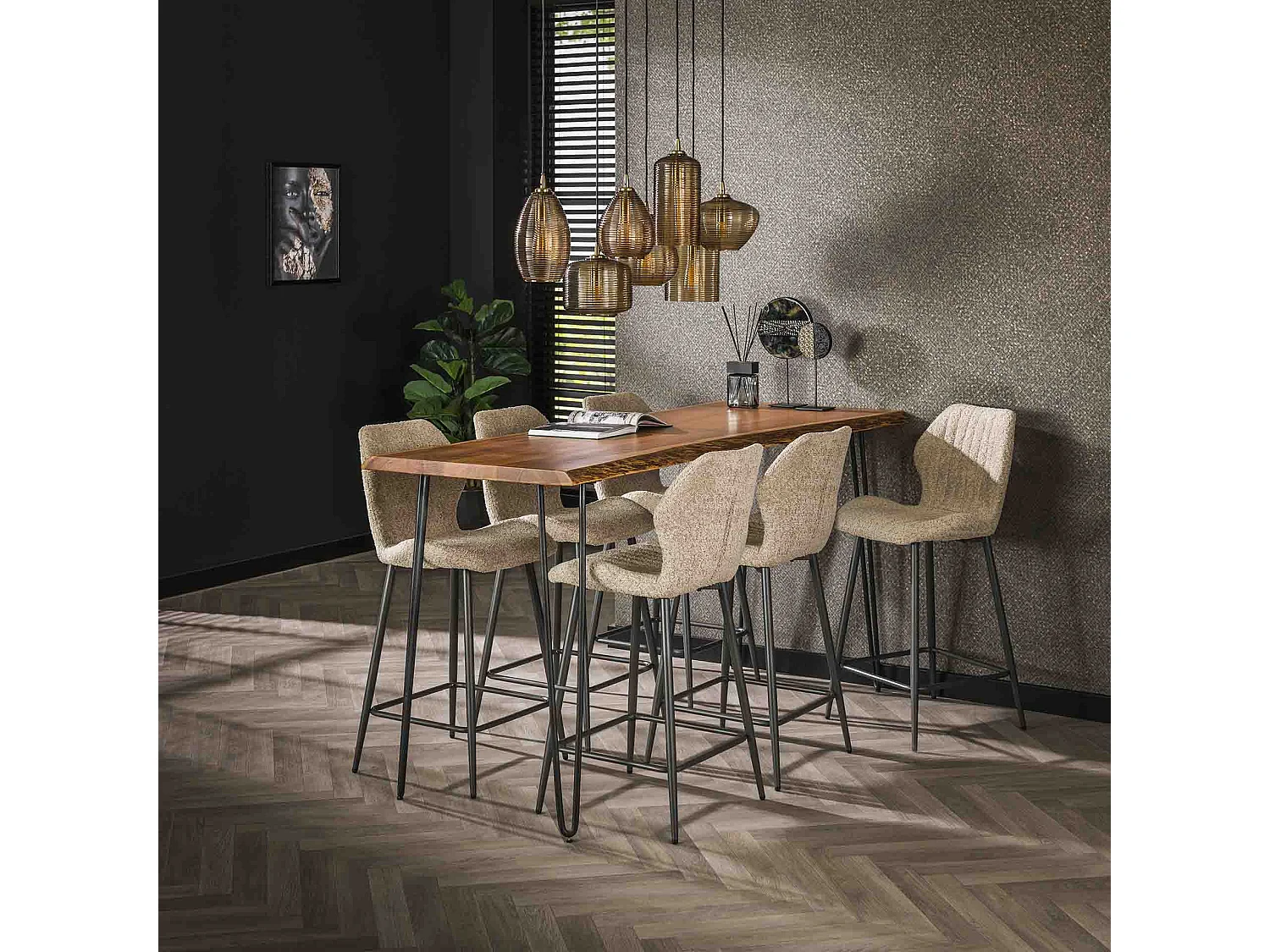 Tabouret de bar Boucle avec support lombaire - 2 pièces - Couleur Boucle Sable