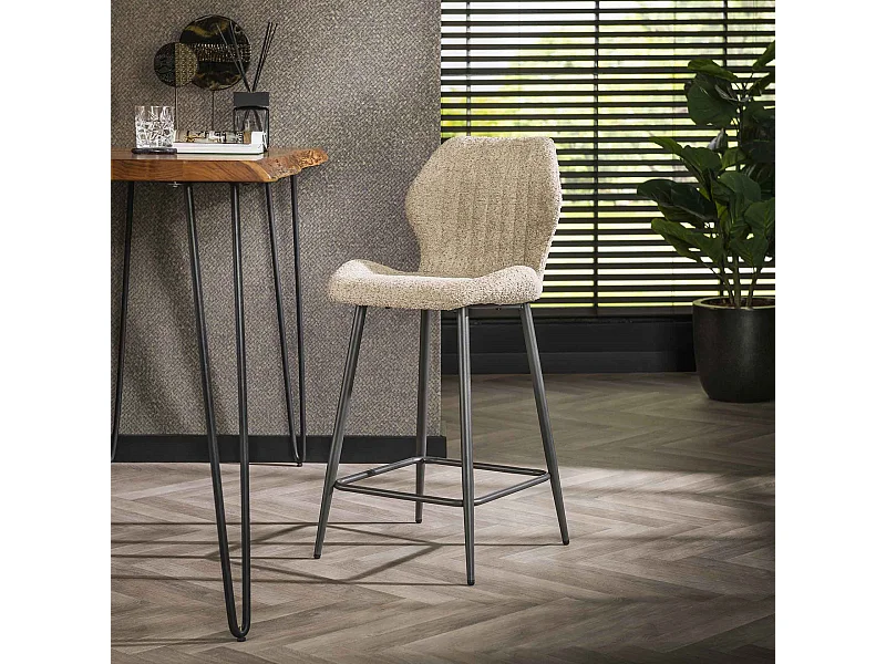 Tabouret de bar Boucle avec support lombaire - 2 pièces - Couleur Boucle Sable