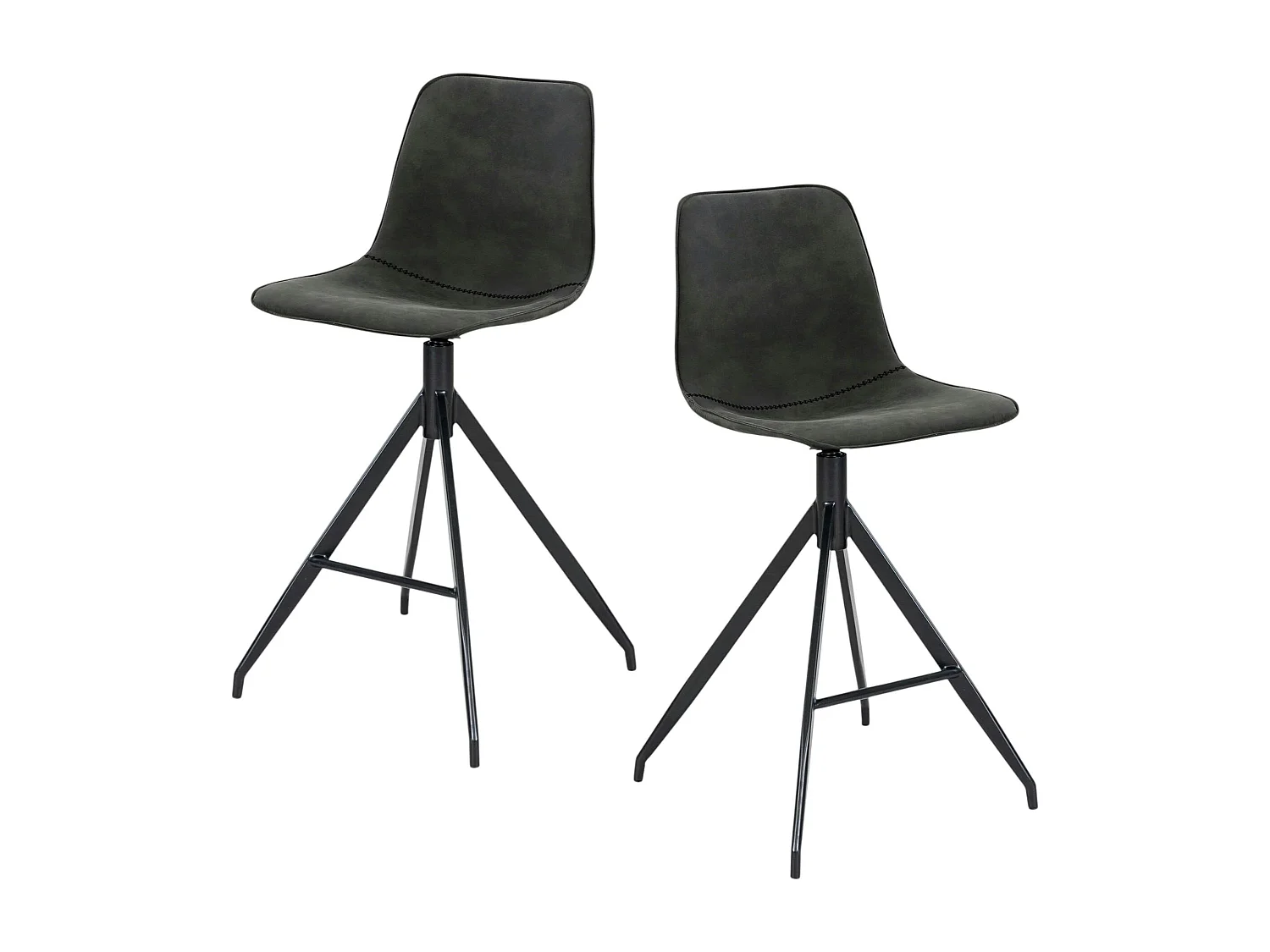 Tabouret de bar gris avec couture (lot de 2) AMSTERDAM