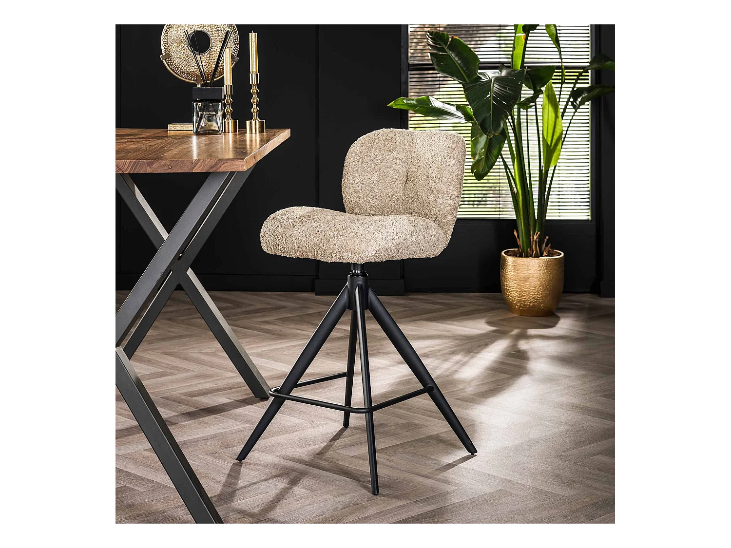 Tabouret de bar pivotant confort - Boucle couleur sable - 2 pièces