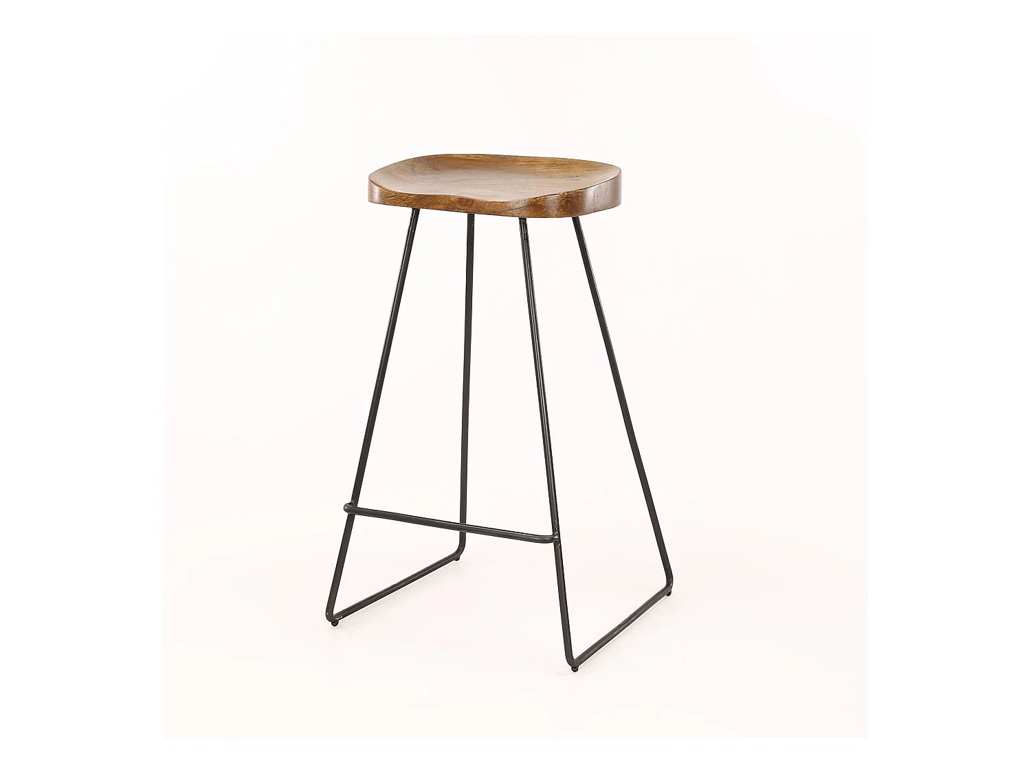 Tabouret de bar en bois - 4 pièces - Marron