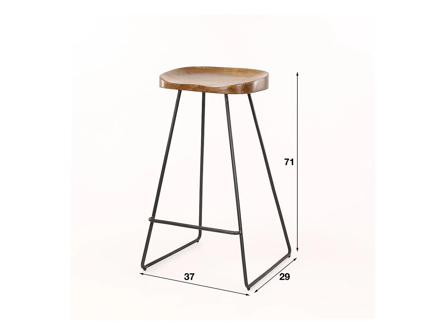 Tabouret de bar en bois - 4 pièces - Marron