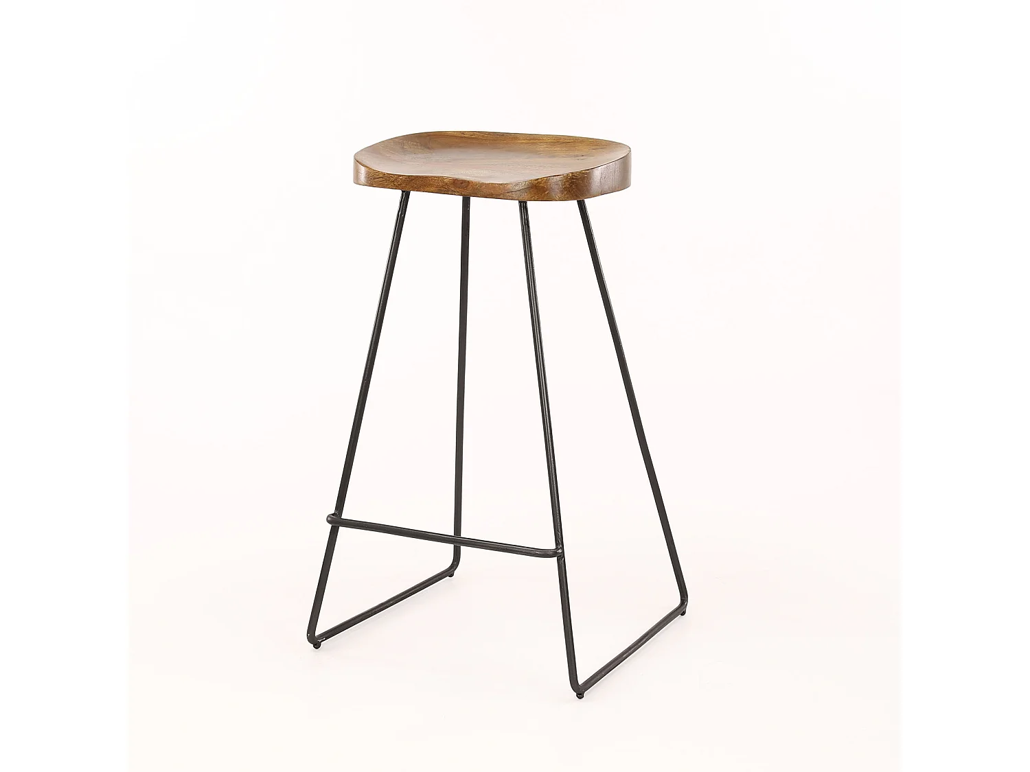 Tabouret de bar en bois - 4 pièces - Marron