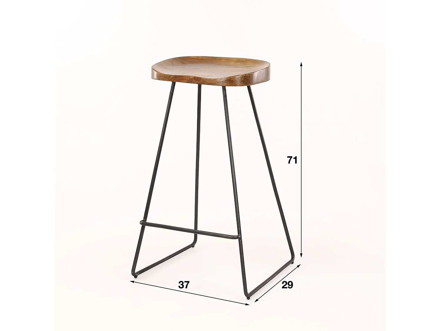 Tabouret de bar en bois - 4 pièces - Marron