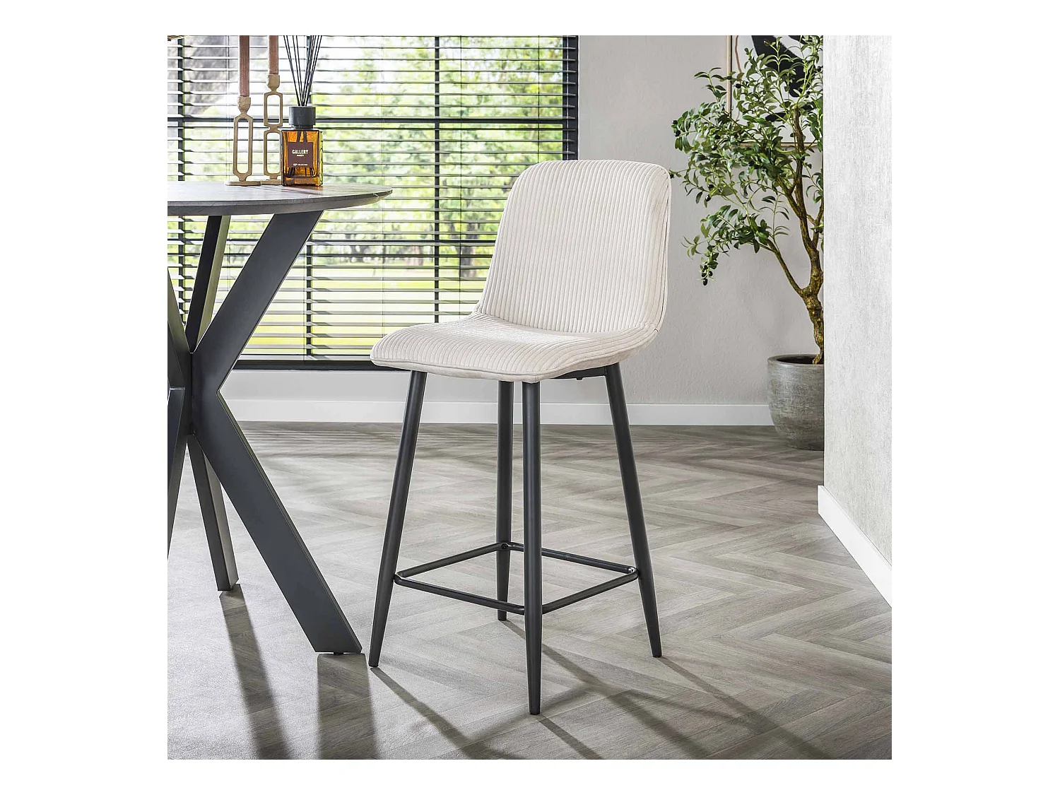 Tabouret de bar Rib - Rock Off White - Lot de 2