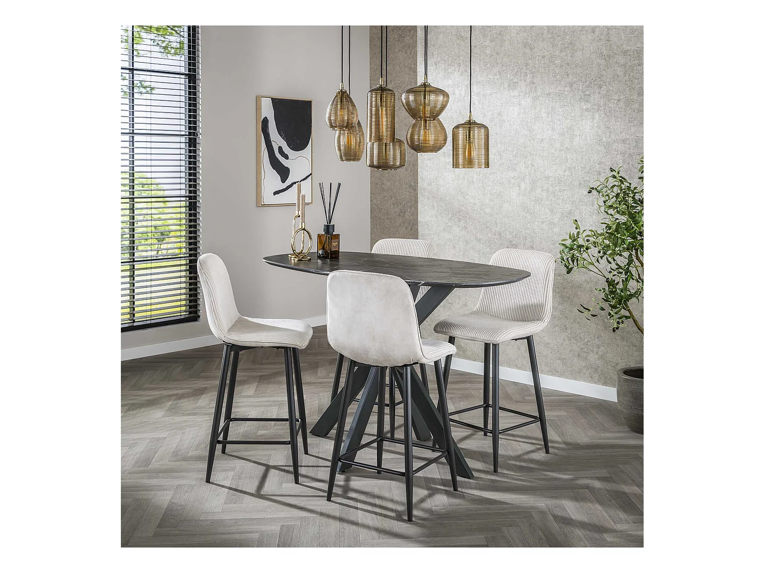 Tabouret de bar Rib - Rock Off White - Lot de 2