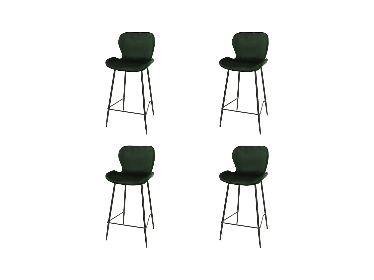 Tabouret de bar en velours - Vert - 4 pièces
