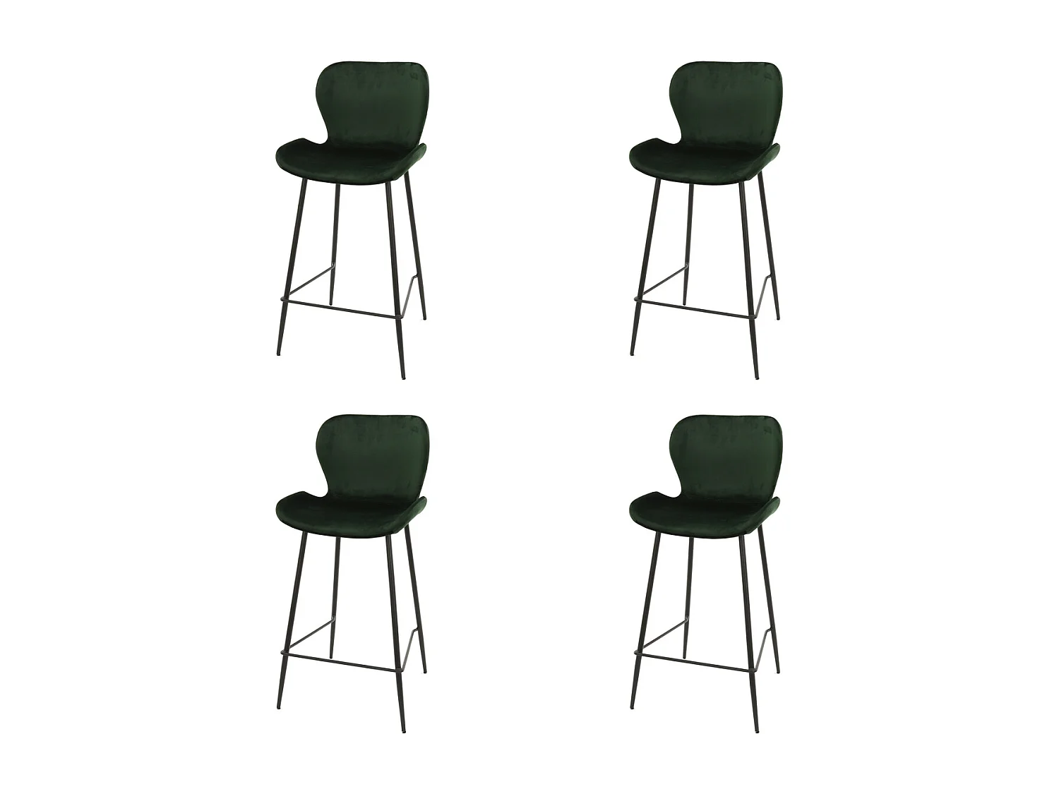 Tabouret de bar en velours - Vert - 4 pièces