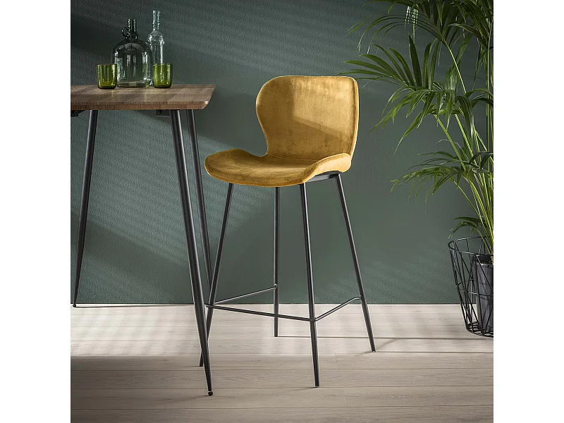 Barstoel Velvet - Set van 4 - Goud - 4 Stuks - Geel