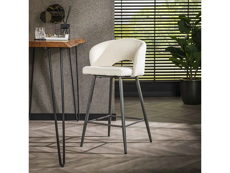 Barstoel Boucle Salon - 2 Stuks - Boucle Wit