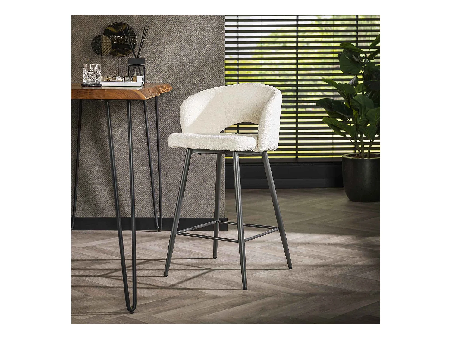 Tabouret de bar Boucle Salon - 2 Pièces - Boucle Blanc