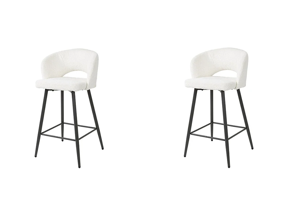 Tabouret de bar Boucle Salon - 2 Pièces - Boucle Blanc