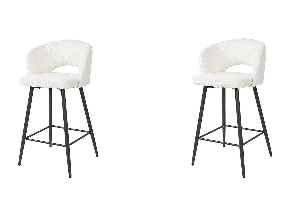 Tabouret de bar Boucle Salon - 2 Pièces - Boucle Blanc