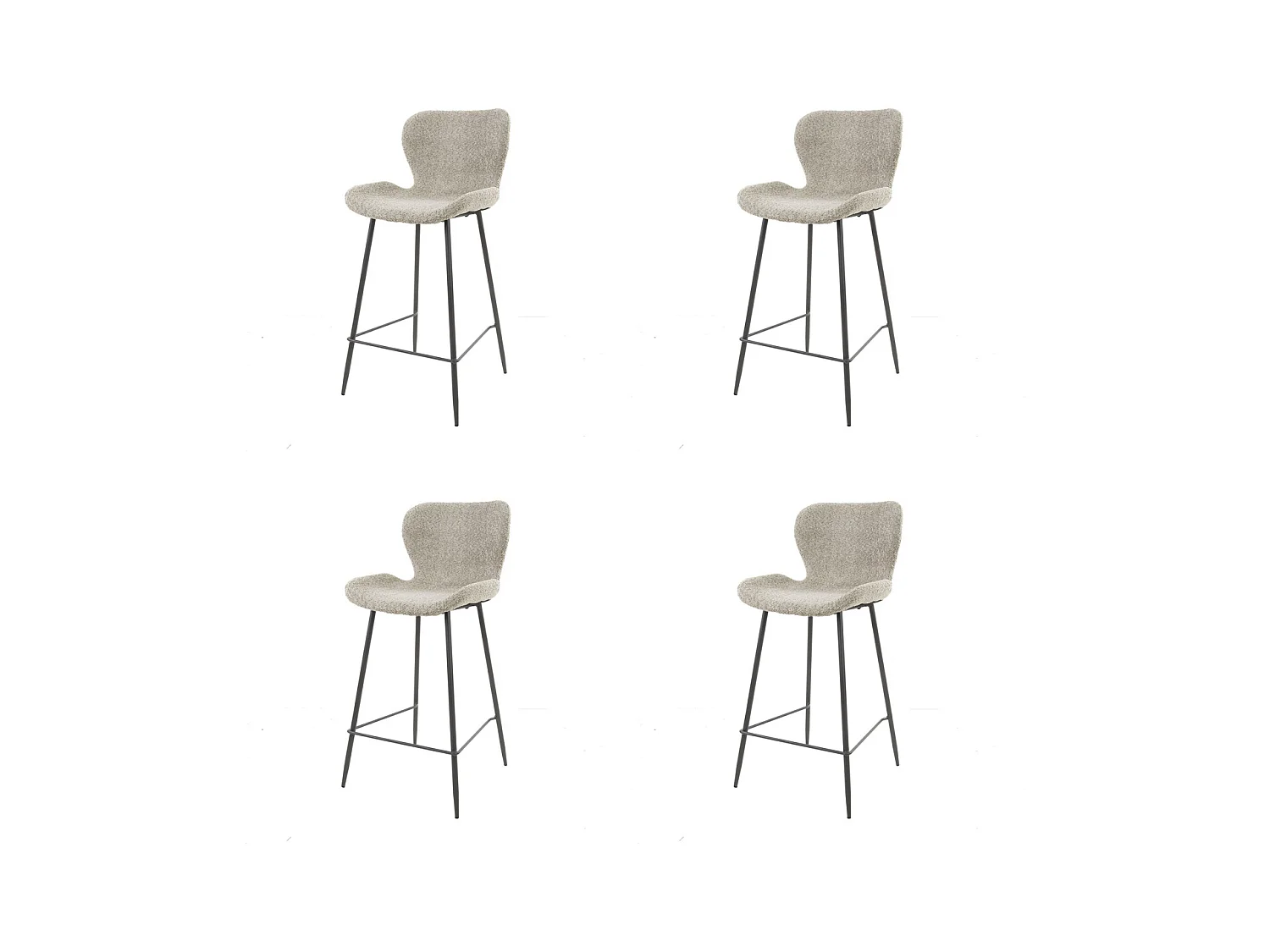 Tabouret de bar rond tube 4 pièces - Boucle couleur sable