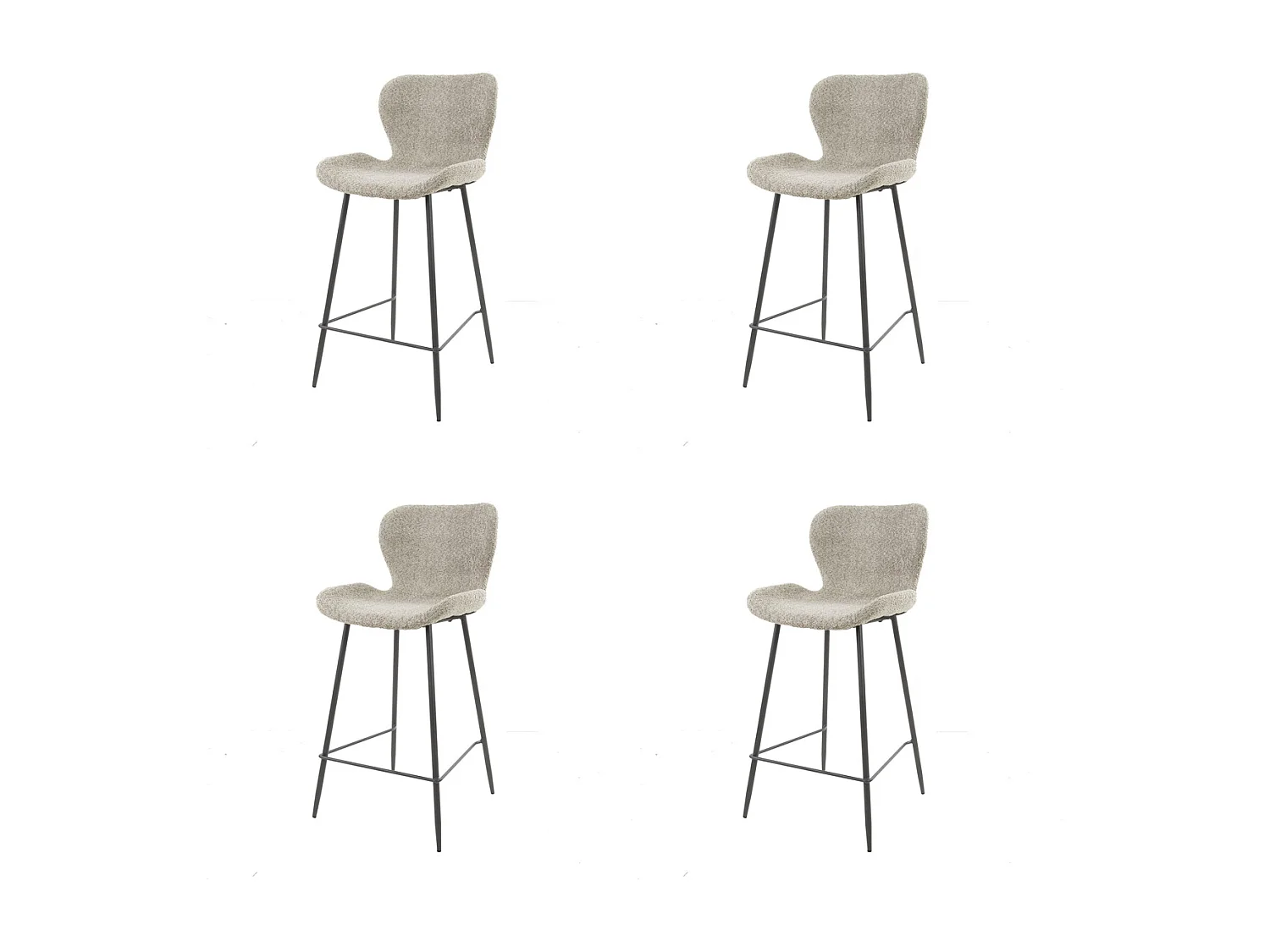 Tabouret de bar rond tube 4 pièces - Boucle couleur sable