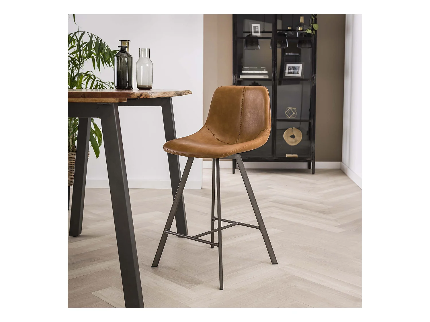 Tabouret de bar Zig-Zag - Marron - 4 pièces