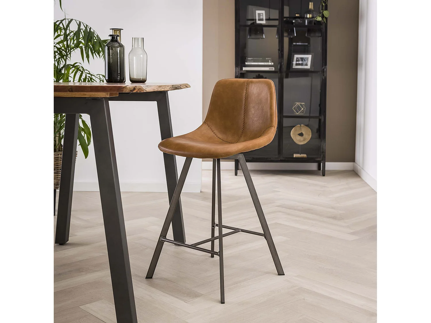 Tabouret de bar Zig-Zag - Marron - 4 pièces