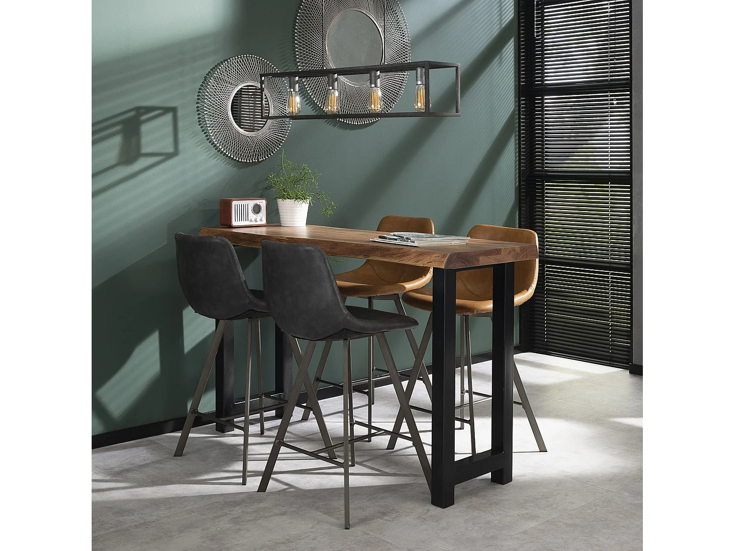 Tabouret de bar Zig-Zag - Marron - 4 pièces