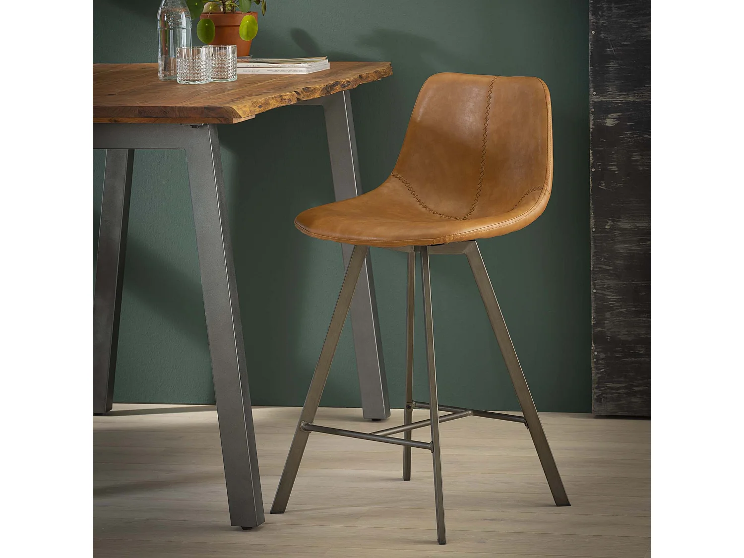 Tabouret de bar Zig-Zag - Marron - 4 pièces