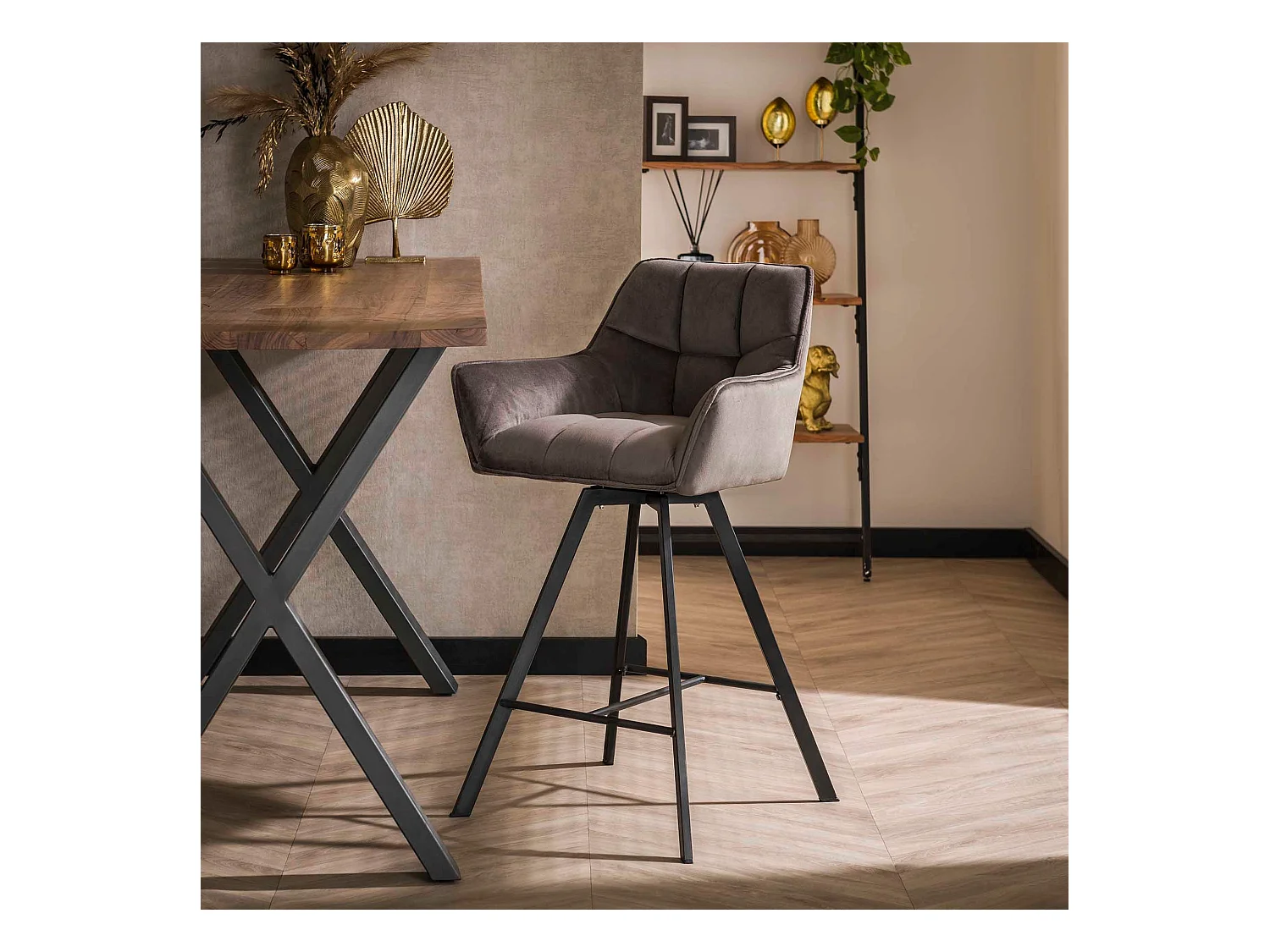Tabouret de bar Raster - Pivotant - Anthracite - 2 pièces